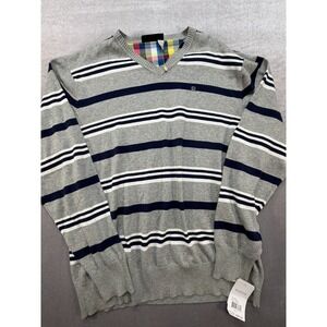 NWT Rocawear Men Striped Sweater Gray Size XL Stack & Rejoice